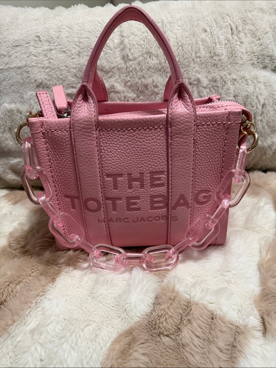 Marc Jacobs Handbags - Marc Jacobs Pink Mini Pebbled Leather Tote with Pink Chain
